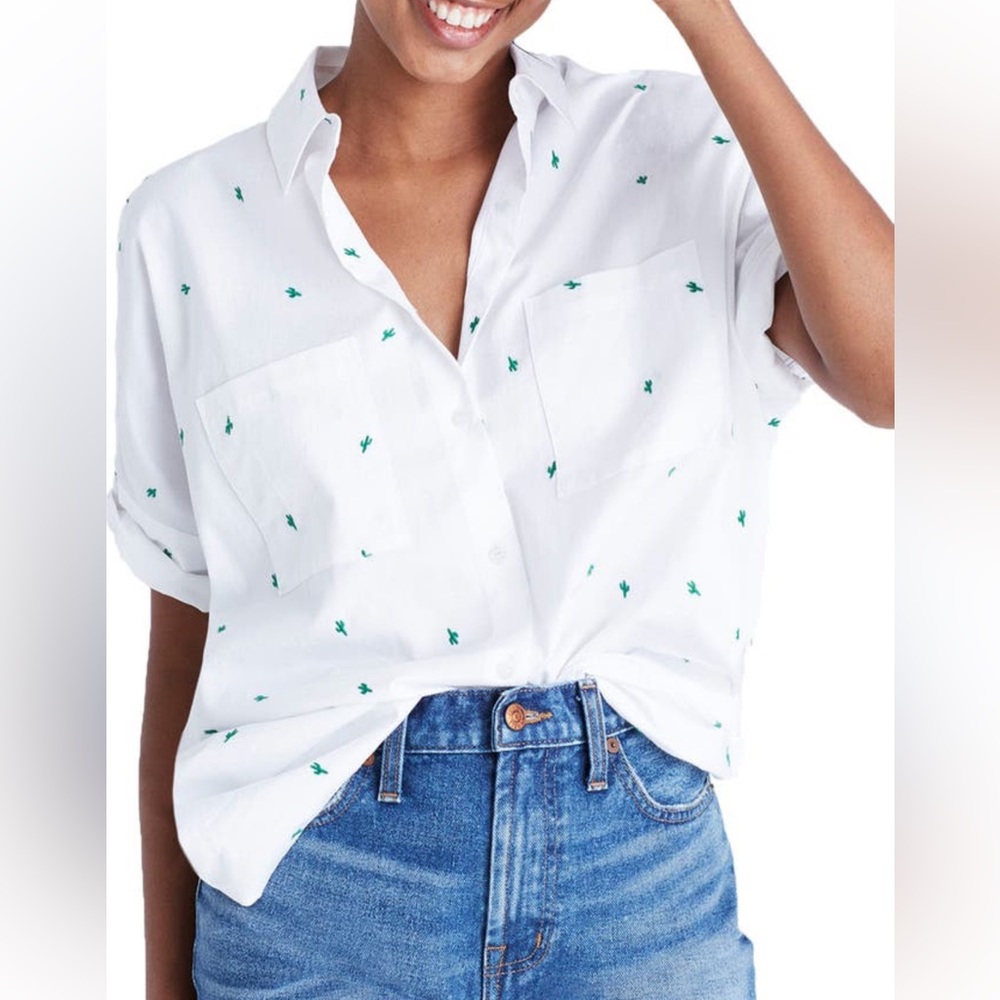 Madewell Cactus Embroidered Courier Shirt - Size XS